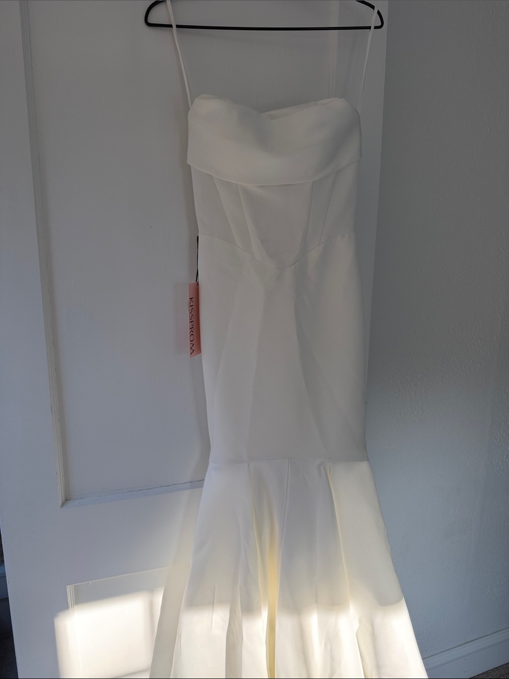 KissProm White Satin-Look Dress corset & mermaid bottom wedding dress - Picture 2 of 13
